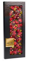 Горький шоколад ChocoMe V105, 23-x каратные золотые хлопья, фисташки Бронте, кусочки вишни, лепестки розы,110 г
